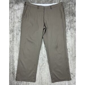 Haggar Pants Mens 40x30 Brown Chino Khaki Straight Leg Fit Flat Front